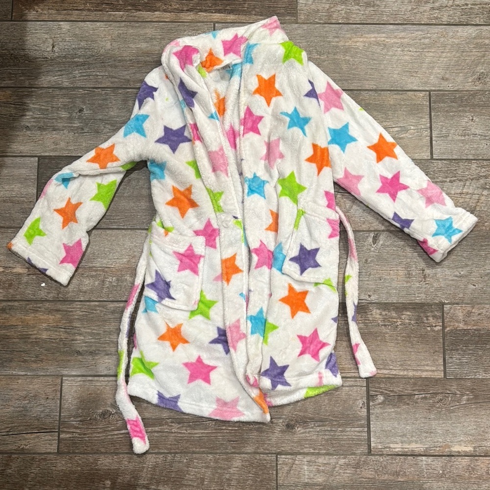 Nina White and Pink Plush Pajama Robe